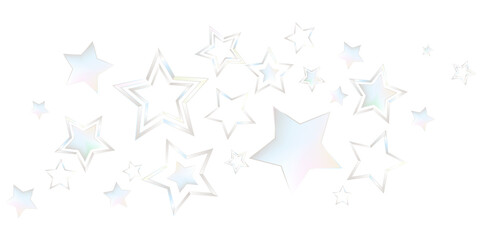 Iridescent stars decoration isolated on transparent background