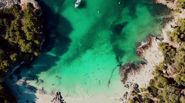 The turquoise beach of Cala in Turqueta Menorca, Balearic Islands