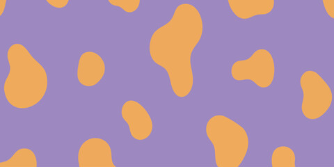 Abstract Seamless Pattern with Organic Shapes in Pastel Lavender and Amber Yellow