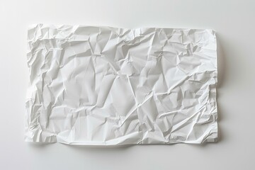 Obraz premium Crumpled sheet paper on white surface. For design, creativity, or background