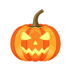 Halloween pumpkin vector, Jack-o’-Lantern icon, spooky face, scary pumpkin illustration, flat clean design