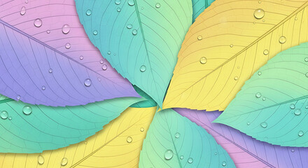 Gentle Pastel Foliage with Sparkling Dew Pattern