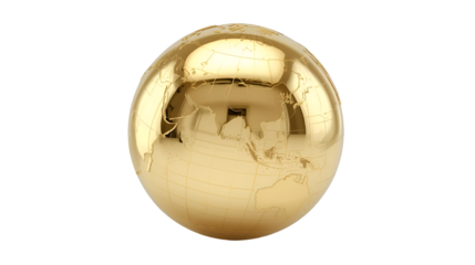 Golden egg on white background isolated with globe and nature concept