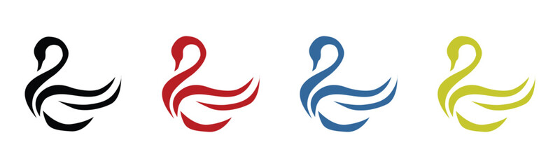 animal swan icon set, simple swan bird vector set © ana