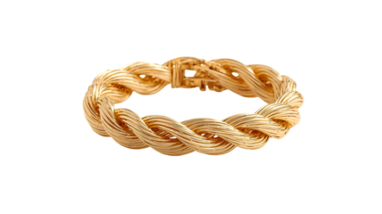 Golden bracelet on white background