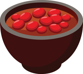 bowl of portuguese feijoada vector icon illustration