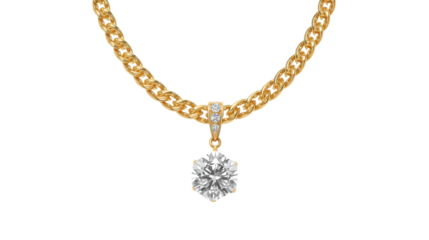 Elegant pearl necklace with gold chain isolated on white background