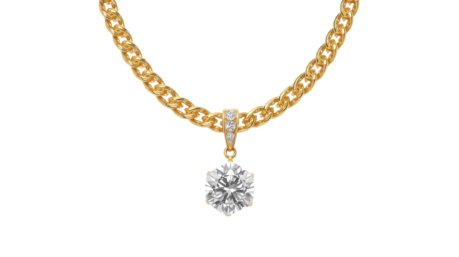 Elegant pearl necklace with gold chain isolated on white background