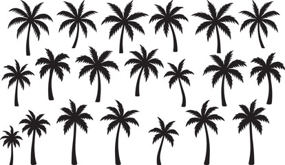 set of palm tree clean black simple  vector illustration
