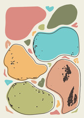 Abstract pebble background with organic shapes in coral, teal, orange, and green pastel tones. Perfect for wallpaper, posters, decor, cards, invitations, branding, and modern printable artwork.