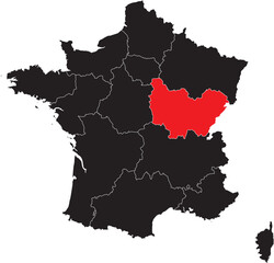 Bourgogne-Franche-Comte Highlighted on the France Map