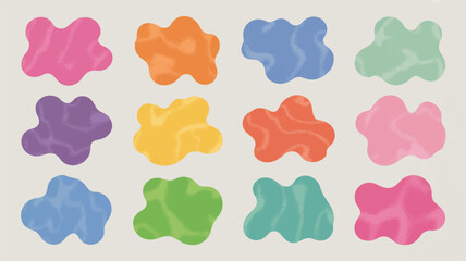 Vector art of a collection of colorful amorphous blobs on a light background