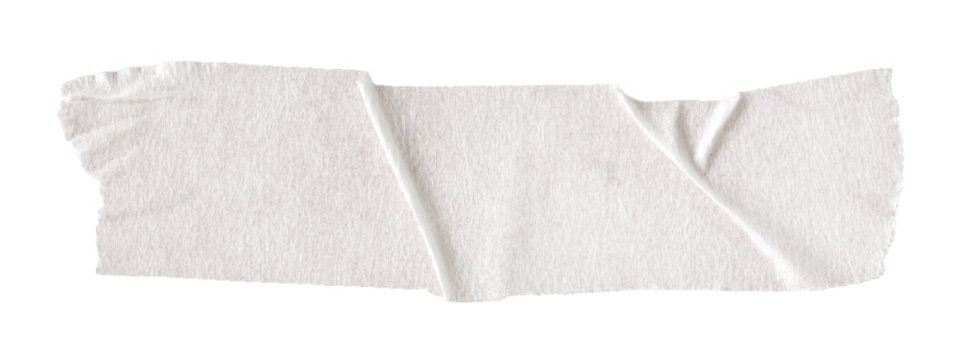 Torn Masking Paper Tape Scrap. Washi texture with rough surface. Isolated ripped paper element for collage, scrapbooking and creative overlay design