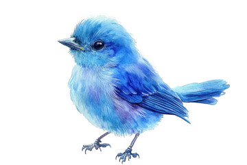 A captivating watercolor painting of a vibrant blue bird perched on a transparent background, isolated on transparent background, showcasing its intricate feather details