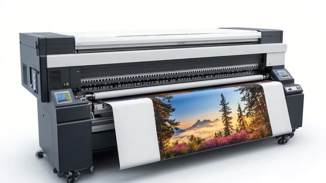 Large plotter printer on white surface