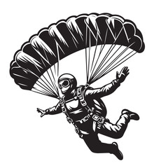 Skydiver with Parachute Silhouette