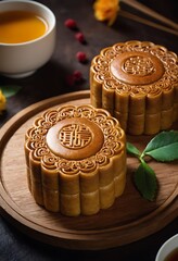 Delicious traditional Mid autumn dessert arrangement moon cake
