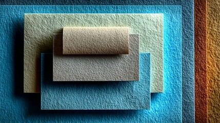 Textured Layered Geometric Elements with Soft Teal, Beige and Gray Hues for Abstract Minimalist Backgrounds