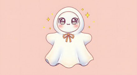 Fototapeta premium Kawaii Little Ghost Illustration for Halloween