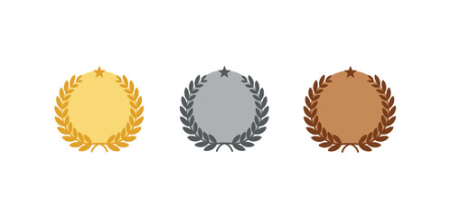 gold silver bronze medal set awarding first place with gold medal second with silver and third with bronze celebrating achievements in competition.