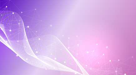 Modern abstract background with purple and pink gradient and network connection