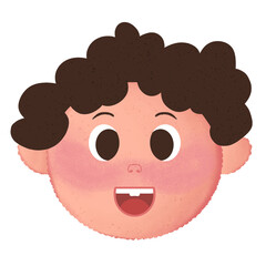 Smiling Boy with Curly Brown Hair