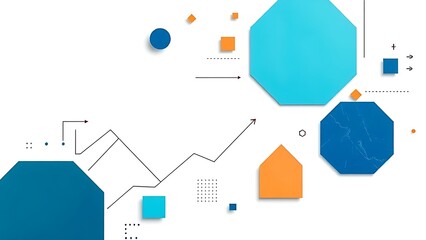 Fototapeta premium An abstract marketing strategy concept featuring geometric shapes, arranged in a clean and professional top-down view.