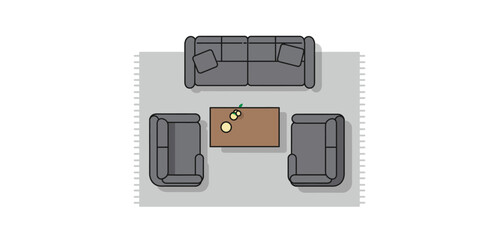 Living room furniture arrangement showcasing a sofa chairs and coffee table on a rug ideal for interior design and home decor projects.