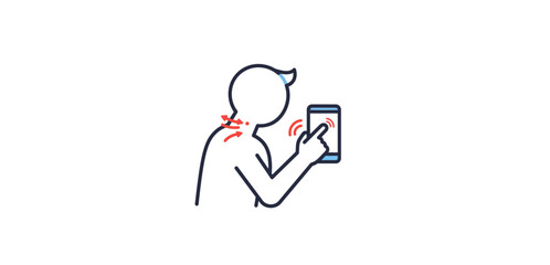 neck pain from phone use person experiencing discomfort while texting on a smartphone highlighting technologys physical impact and posture problems for health awareness