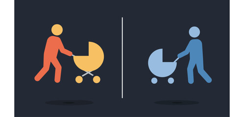 new parents with baby stroller walking side by side symbolizing family lifestyle and childcare responsibilities perfect for parenting blogs