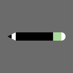 A Simple Icon of a Black Pencil with a Light Green Tip on a Gray Background