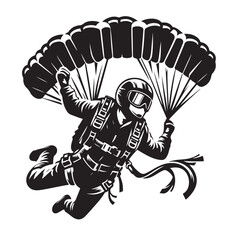 Skydiver with Parachute Silhouette