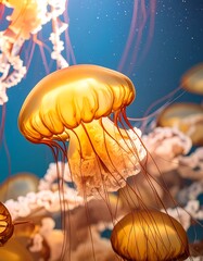 Close-up of golden jellyfish
