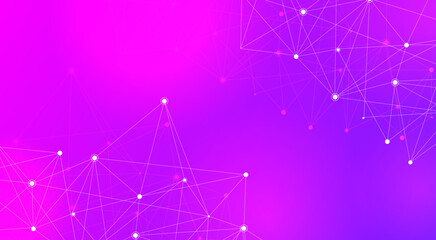 Abstract gradient background with network connections in pink and purple colors © Siti