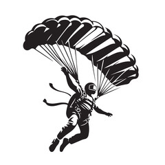 Skydiver with Parachute Silhouette