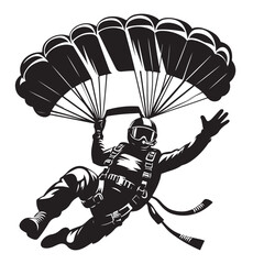 Skydiver with Parachute Silhouette