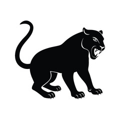Black and white silhouette powerful panther