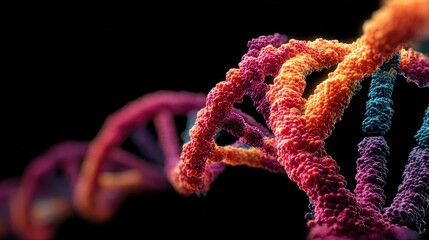 Vibrant 3D Representation of the DNA Double Helix Model