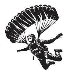 Skydiver with Parachute Silhouette