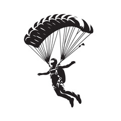 Skydiver with Parachute Silhouette