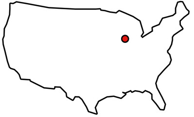 Rote Markierung von Chicago auf vereinfachter Karte der USA