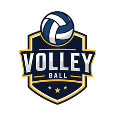 Vector art of volleyball logo with a ball and shield design for sports teams, clubs, and athletic organizations