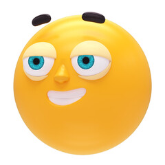 Sceptical smile 3d render icon in cartoon plastic style minimal isolated on transparent white background	