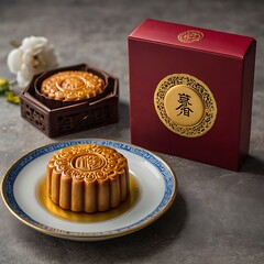 Delicious traditional Mid autumn dessert arrangement moon cake