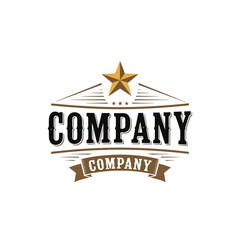Vector art of vintage company logo featuring a star, banner, and bold text, evoking a classic and established brand identity