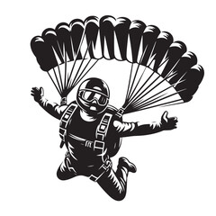 Skydiver with Parachute Silhouette