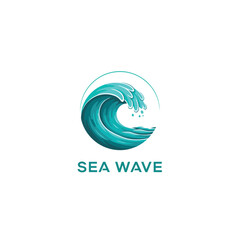 Vector art of a captivating sea wave logo design, embodying the essence of the oceans power and tranquility in a minimalist style