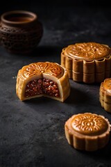 Delicious traditional Mid autumn dessert arrangement moon cake