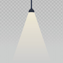 Hanging lamp with a focused light beam, perfect for highlighting products, illuminating concepts, and adding visual emphasis. Ideal for presentations, web design, and digital graphic projects.