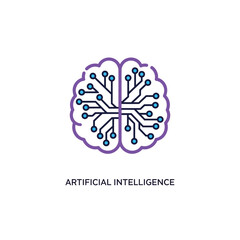 Vector art of artificial intelligence brain logo, symbolizing cognitive function, machine learning, and technological advancement in ai